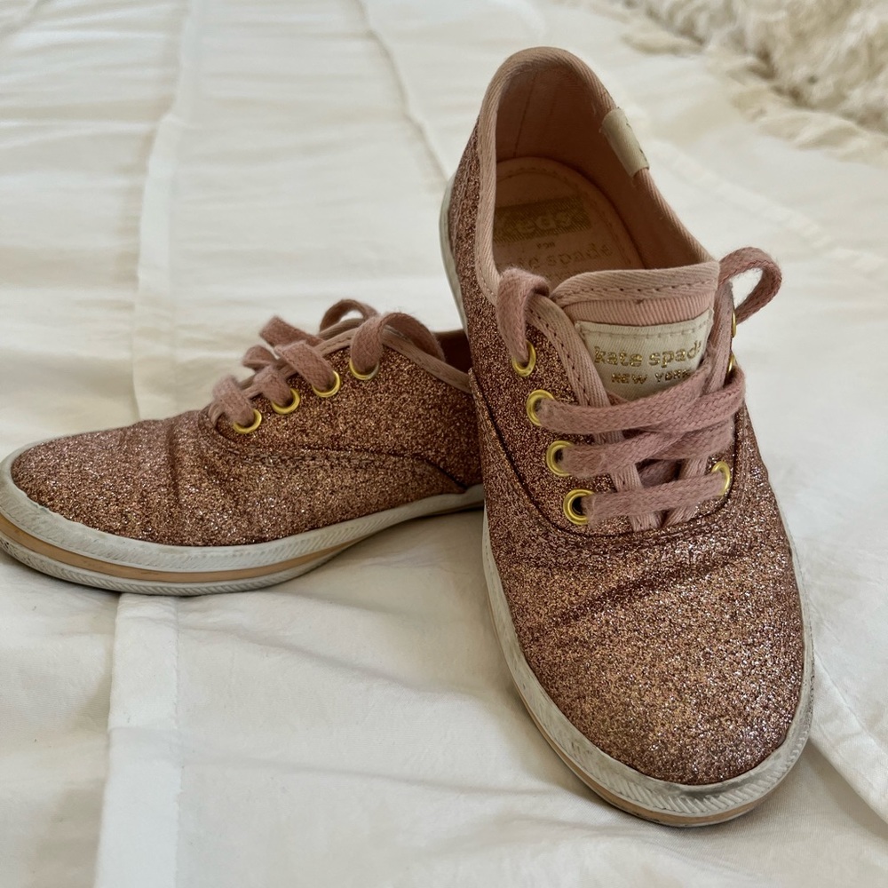 Kate, spade for Keds rose, gold sparkle, tennis shoes